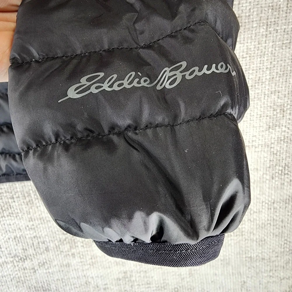 Eddie Bauer Goose Down Puffer Jacket Mens M Black EB650 Chest Pocket Nice!